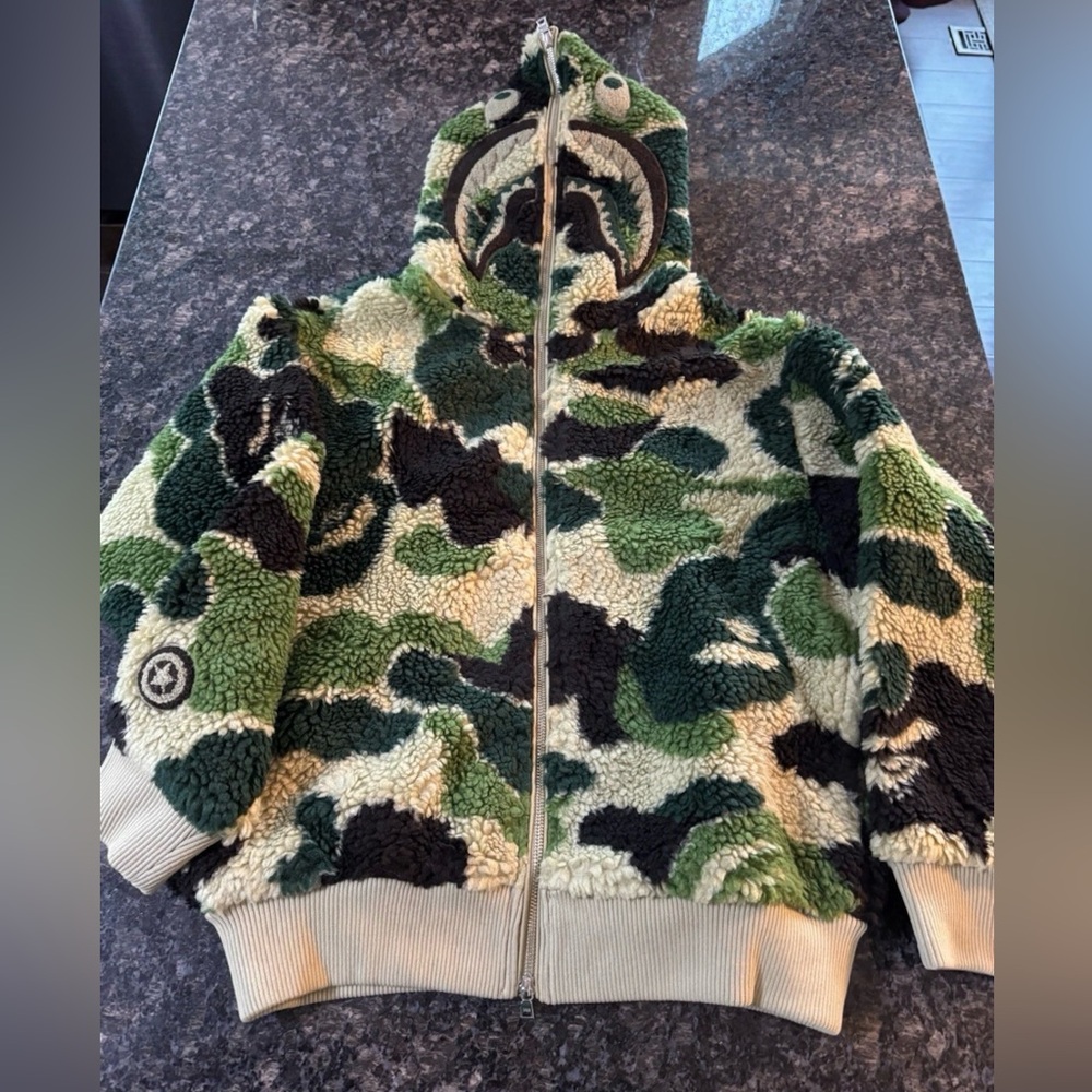 NWT BAPE ABC CAMO BOA SHARK JACKET ZIP HOODIE ABATHINGAPE SHERPA COAT PICK SIZE